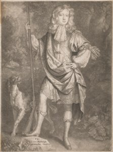 De Heer Burleigh [als jongeling, staand, met een geweer in zijn hand en een spaniël aan zijn zijde] door John Smith