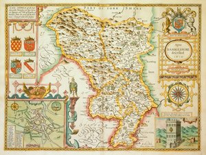 Een kaart van het graafschap Derbyshire, uit 