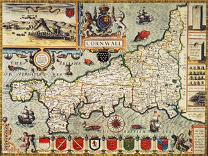 Kaart van Cornwall uit 