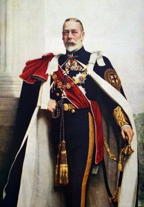 Portret van George V, Soeverein van de Orde van de Kousenband door John St. Helier (after) Lander
