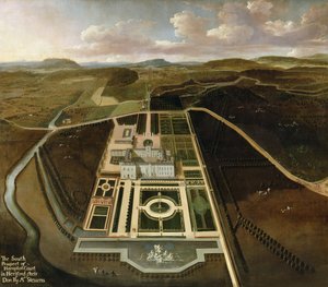 Zuidelijk uitzicht op Hampton Court, Herefordshire, c.1705