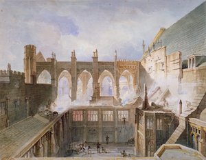 Uitzicht op de vernietiging van de St. Stephen