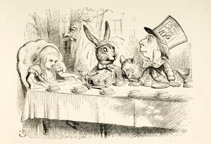 Alice op het theekransje van de Gekke Hoedenmaker. door John Tenniel