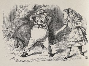 Alice met boze Tweedledum en verstopte Tweedledee