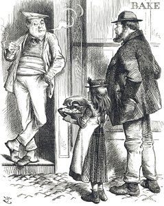 Cartoon over de beperkte kookfaciliteiten in arme huizen waar vaak geen oven was door John Tenniel