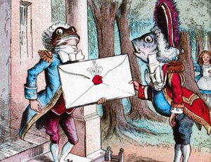 De Kikker Lakei bezorgt de uitnodiging, ca. 1910 door John Tenniel