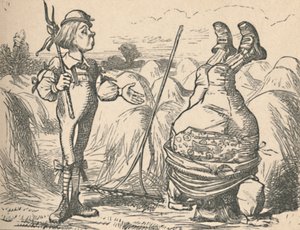 De jongeling die met zijn vader praat, die een handstand doet, 1889 door John Tenniel