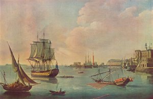 Engelse Oorlogsschepen in de Haven van Malta, ca. 1805 door John Thomas Serres