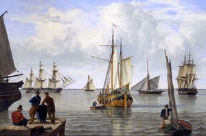Schepen in de Thamesmonding, 1820 door John Thomas Serres