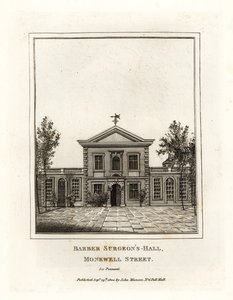 Barbier Chirurgijns Hall, Monkwell Street door John Thomas Smith
