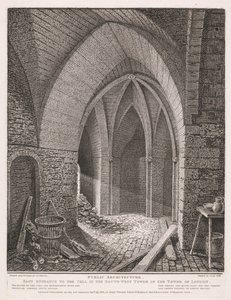 Oostelijke ingang van de cel in de zuidwestelijke toren van de Tower of London door John Thomas Smith