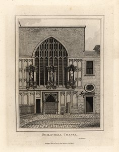 Guild-hall Kapel, herbouwd in 1440, deel van de 12e eeuw Guildhall in Londen door John Thomas Smith