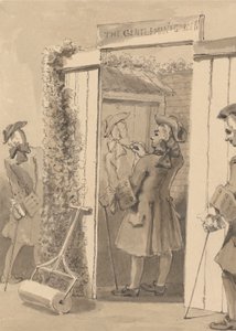 Hogarth, Buiten Zijn Tijd, Tekent het Figuur van Zijn Metgezel op de Deur van een Bepaalde Plaats, tot Grote Bewondering van Al Zijn Vrienden door John Thomas Smith