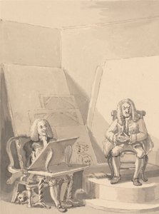 Hogarth Maakt een Portret van H. Fielding, voor een Boekverkoper, van de Gelaatstrekken van Garrick die een van de Pruiken van de Auteur Leende voor het Specifieke Doel omdat er Geen Echt Portret van Hem Was