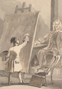 Hogarth schildert zijn portret van kapitein Coram voor het Foundling Hospital door John Thomas Smith