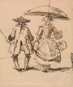 Joseph Nollekens R.A. en mevrouw Nollekens: De passer en de schuifmaat naast elkaar door John Thomas Smith