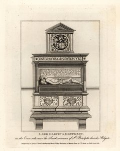 Monument van Lord Darcie in de kerk van St Botolph, Aldgate door John Thomas Smith