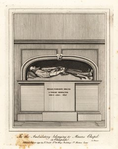 Monument voor Richard Fishbourne Mercer, overleden 1625, in de Ambulatorium in Mercers Chapel, Cheapside door John Thomas Smith