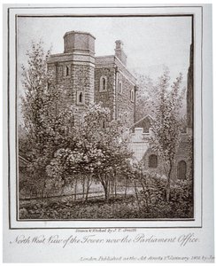 Noordwestelijk uitzicht op de Jewel Tower, Old Palace Yard, Westminster, Londen door John Thomas Smith