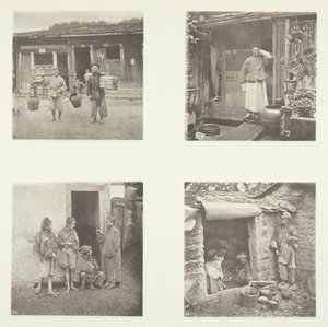 Foochow koelies, een Foochow-detective, de dievenchef, bedelaars die in een toren wonen, ca. 1868