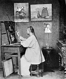 Lumqua, een Hong Kong kunstenaar, ca. 1870 door John Thomson