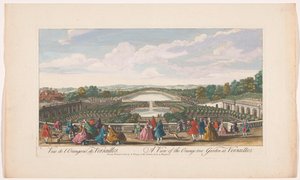 Gezicht op de sinaasappelbomen voor de Orangerie van het Paleis van Versailles door John Tinney