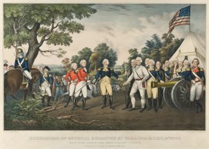 Overgave van generaal Burgoyne bij Saratoga, N.Y., 17 oktober 1777, uitgegeven 1852 door John Trumbull