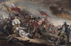 De dood van generaal Warren in de Slag bij Bunker Hill, 17 juni 1775, uitgegeven 1786