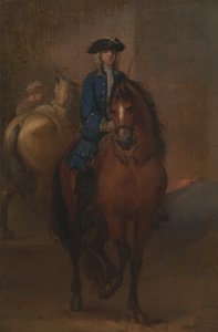 Een jonge heer die op een getraind paard rijdt door John Vanderbank