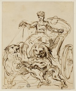 Cybele op een door leeuwen getrokken wagen