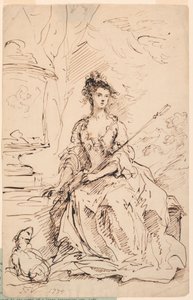 Portret van een dame (Peg Woffington?) als herderin door John Vanderbank