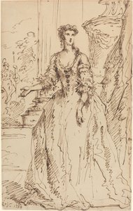 Portret van een Staande Dame door John Vanderbank