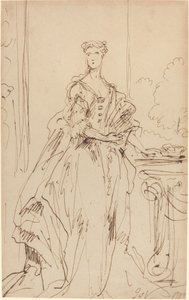 Portret van een Staande Dame door John Vanderbank
