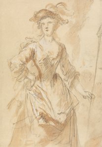 Portret van een jonge dame als herderin door John Vanderbank