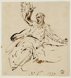 Zittende Mannelijke Figuur met Opgeheven Arm door John Vanderbank