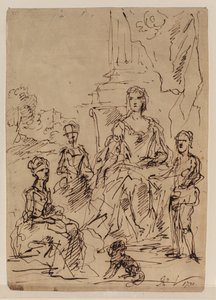 Schets voor een familieportretgroep, 1730 door John Vanderbank