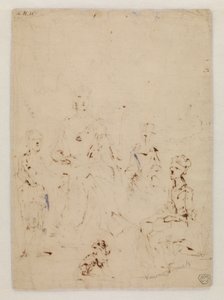Schets voor een familieportretgroep, verso door John Vanderbank