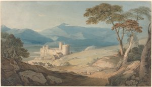 Kasteel Harlech en Snowdon door John Varley