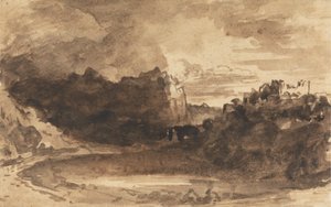 Romantisch Landschap met Kliffen en een Kasteel