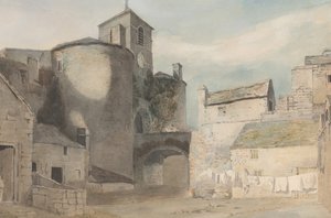 Versterkte ingang naar een Welshe stad, Oostpoort van Caernarvon door John Varley I