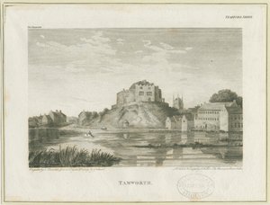 Tamworth Kasteel: gravure, nd [ca. 1798] door John Walker