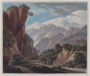 Opstijgend uit de Vallei van Sallanches naar Chamonix, c.1781 door John Warwick Smith