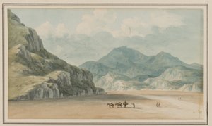 Uitzicht op de Fraeth Mawr Sands, richting Snowdon, bij het oversteken tussen Penmorsa & Cynant, Merionethshire, 21 juli 1795 door John Warwick Smith