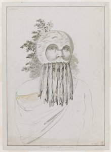 Een man van de Sandwich-eilanden in een masker. door John Webber