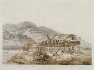 Balagans of Zomerverblijven, met de Methode van Visdrogen in St. Peter en Paul, Kamtsjatka, uit 
