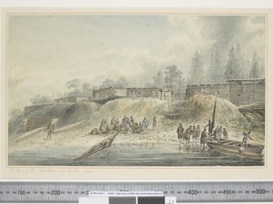 F.23 Een Uitzicht op de Woningen in Nootka Sound, ca. 1773-84 door John Webber