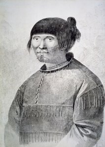 Portret van getatoeëerde inboorling van het eiland Unalaska door John Webber
