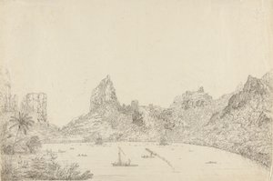 Uitzicht op de haven van Taloo op het eiland Eimeo door John Webber