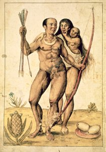 Een inheems Amerikaanse familie, ca. 1585-87