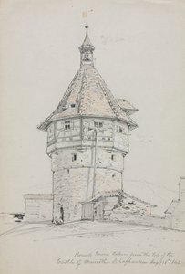Ronde toren, kasteel van Munoth, Schafhausen, Zwitserland, 1842 door John William Casilear